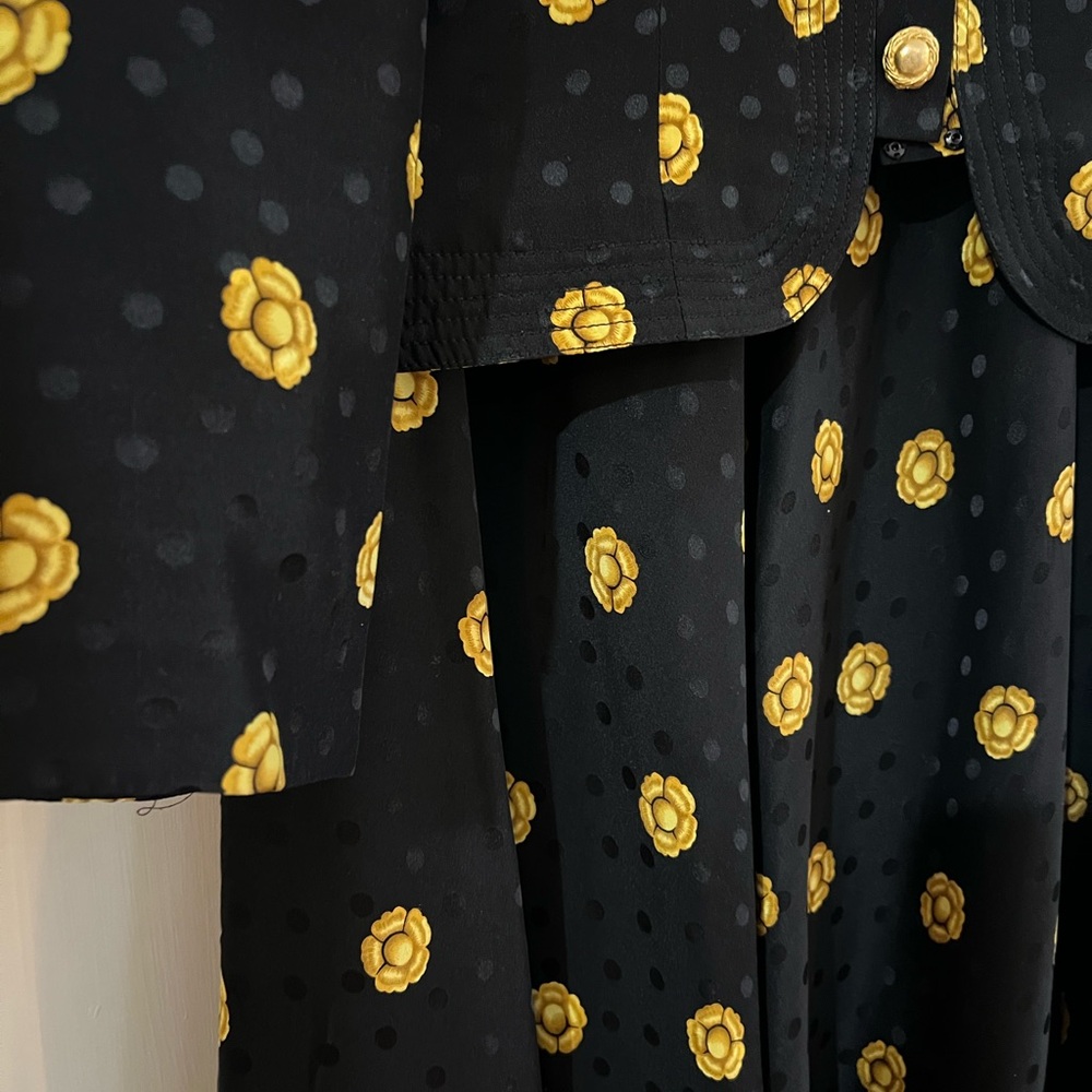 Maggy London Vintage Silk Skirt Suit Set 90s Floral Old Money Mob Wife Petites - Picture 13 of 14